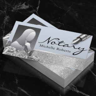 Carte De Visite Agent de signature du notaire Silver Floral Blue P