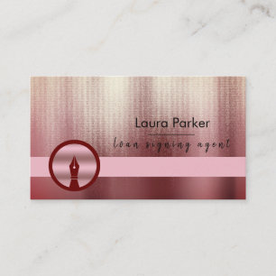 Carte De Visite Agent de signature du prêt notaire Nib Rose Gold 