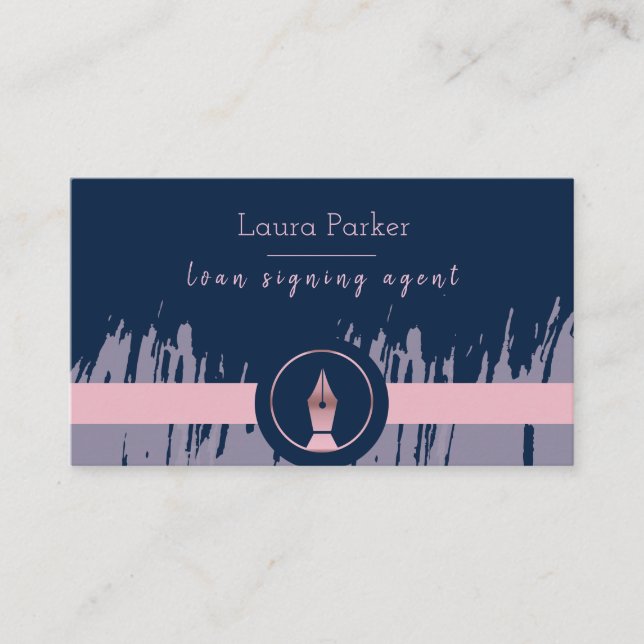 Carte De Visite Agent de signature du prêt notaire Nib Rose Gold W (Devant)