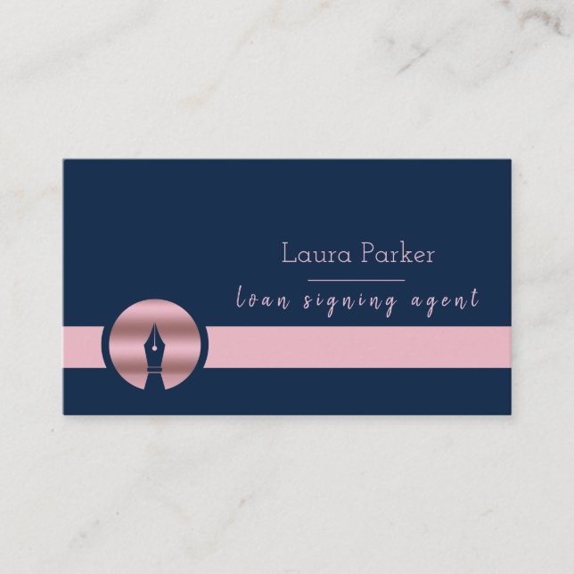 Carte De Visite Agent de signature du prêt notaire Nib Rose Gold W (Devant)
