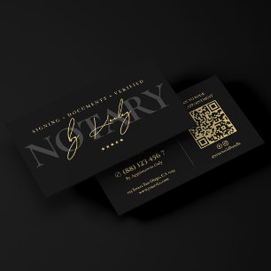 Carte De Visite Agent de signature mobile élégant noir Notaire