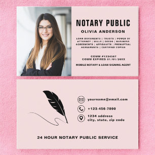 Carte De Visite Agent De Signature Notaire Moderne Photo Blush Pin
