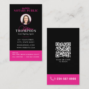 Carte De Visite Agent de signature notarié Code QR photo Black Pin