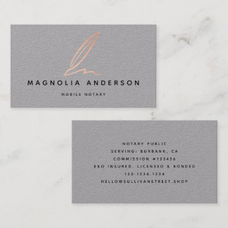 Carte De Visite Agent de signature publique notaire Rose Gold Foil
