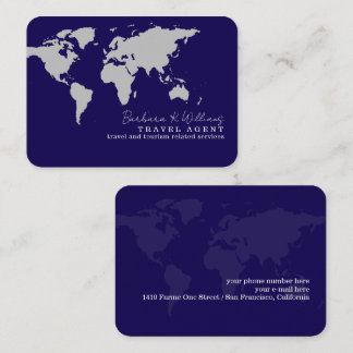 Carte De Visite Agent de voyage bleu élégant