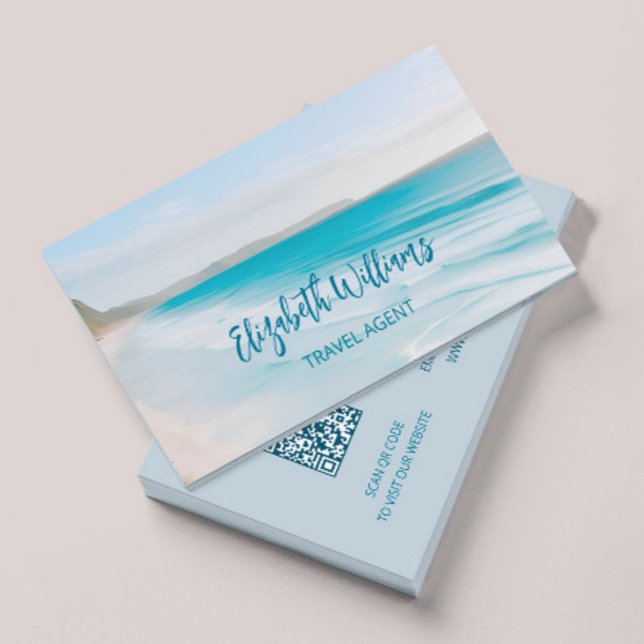 Carte De Visite Agent de voyage Ocean | Code QR (Créateur téléchargé)