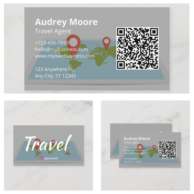Carte De Visite Agent de voyage personnalisable (Customizable Travel Agent Business Cards)