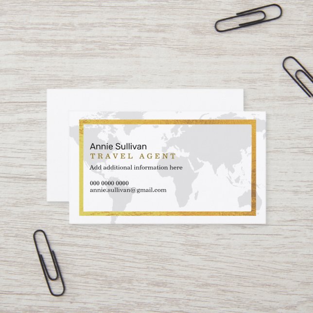 Carte De Visite Agent de voyage professionnel moderne et accrocheu (Devant/Arrière en situation)