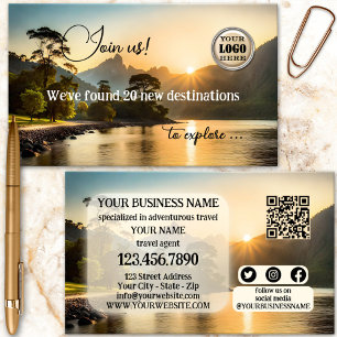 Carte De Visite Agent de voyages d'aventure Code QR moderne