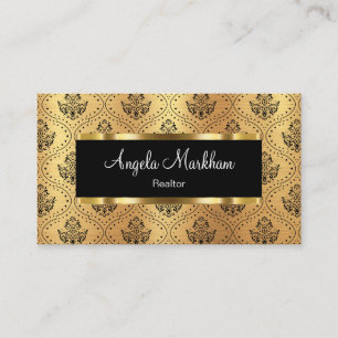 Carte De Visite Agent immobilier clinquant motif damas