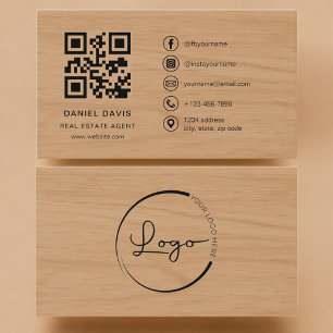 Carte De Visite Agent immobilier Code QR Bois Professionnel