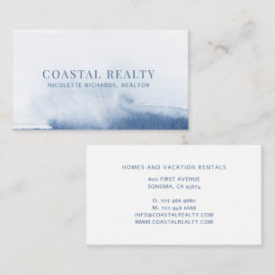 Carte De Visite Agent immobilier côtier à l'aquarelle bleue
