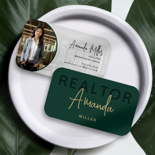 Carte De Visite Agent immobilier courtier de Green et Gold Realtor