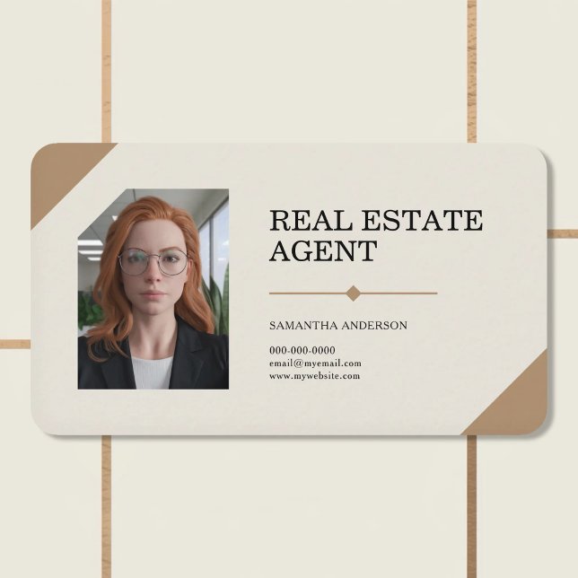 Carte De Visite Agent immobilier de luxe avec photo (Premium Real Estate Agent with Photo Business Card)
