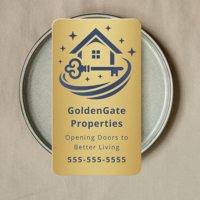 Carte De Visite Agent immobilier de luxe Navy & Gold (Créateur téléchargé)
