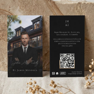 Carte De Visite Agent immobilier de luxe professionnel photo noir