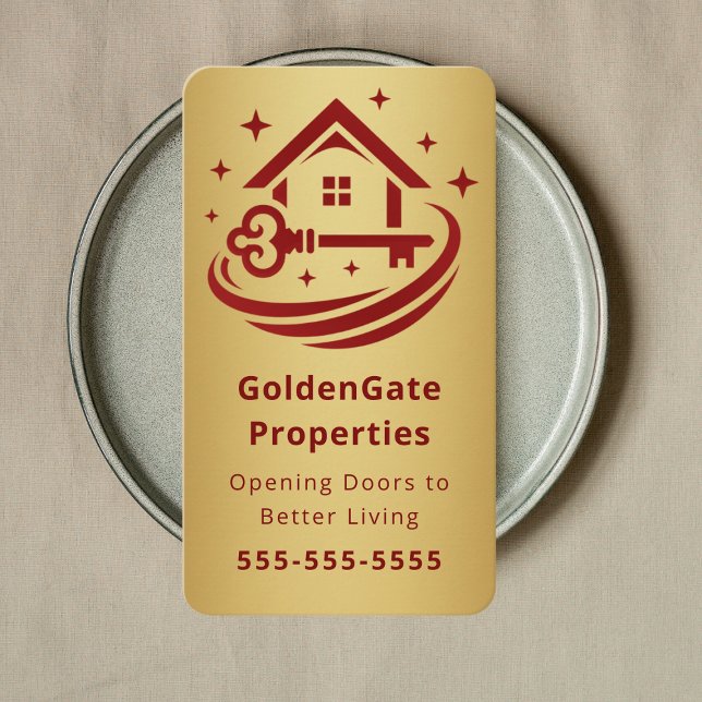 Carte De Visite Agent immobilier de luxe rouge et or Realtor (Créateur téléchargé)