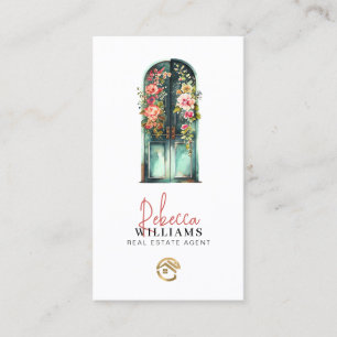 Carte De Visite Agent immobilier de porte avant Aquarelle vintage