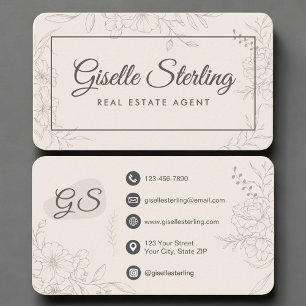 Carte De Visite Agent immobilier Fleur neutre
