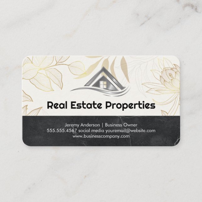 Carte De Visite Agent immobilier | Fleurs Élégantes (Devant)