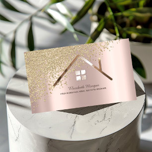 Carte De Visite Agent immobilier Gold Diamonds Rose Gold