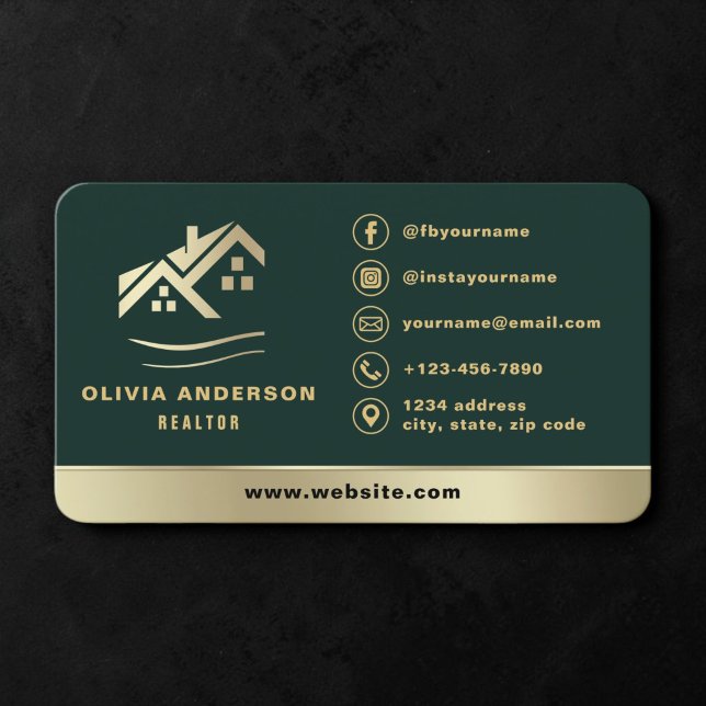 Carte De Visite Agent immobilier Green Gold (Créateur téléchargé)