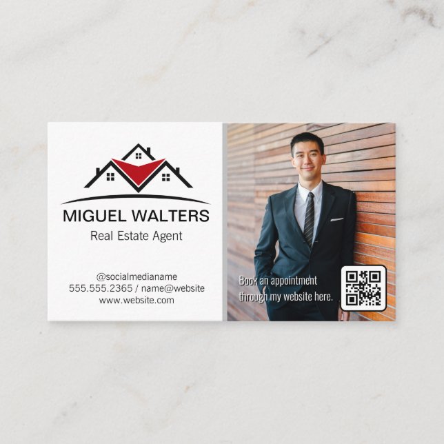 Carte De Visite Agent immobilier | Homme d'affaires | Code QR (Devant)