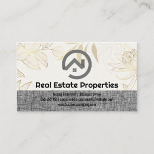 Carte De Visite Agent immobilier Logo Moderne Motif de feuilles