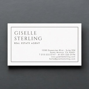 Carte De Visite Agent immobilier Luxe Minimaliste Noir Blanc