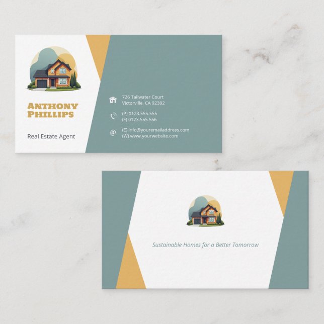 Carte De Visite Agent immobilier | Maison (Devant / Derrière)