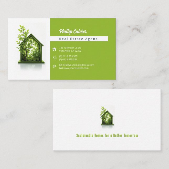Carte De Visite Agent immobilier | Maison écologique (Devant / Derrière)
