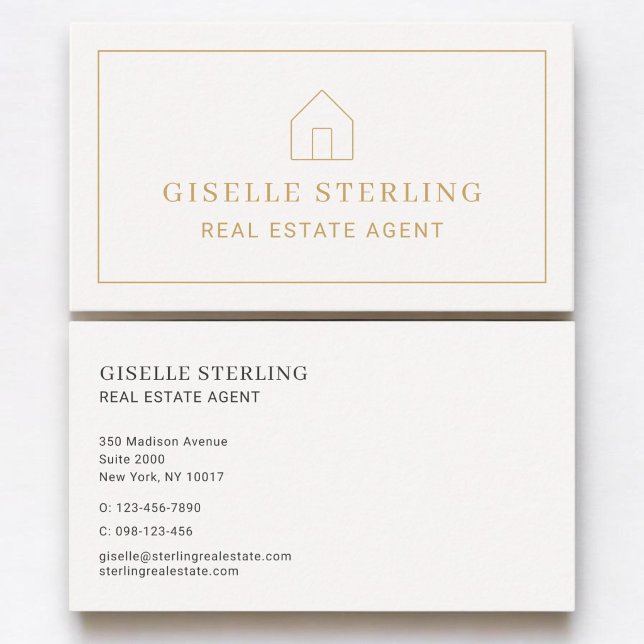 Carte De Visite Agent Immobilier Maison Or Neutre (Créateur téléchargé)