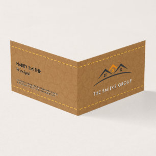 Carte De Visite Agent immobilier Maisons Cuir pointu