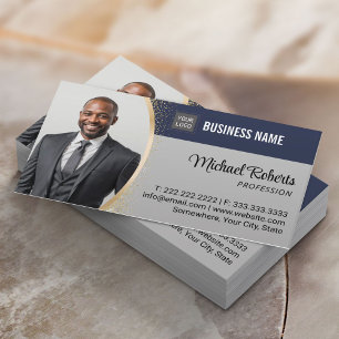 Carte De Visite Agent immobilier Marine & Grey Photo professionnel