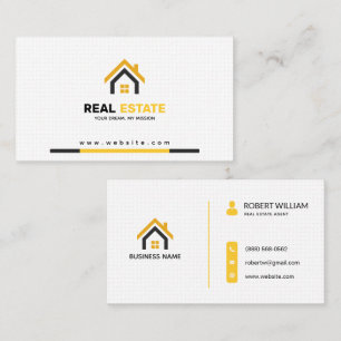 Carte De Visite Agent immobilier moderne blanc jaune