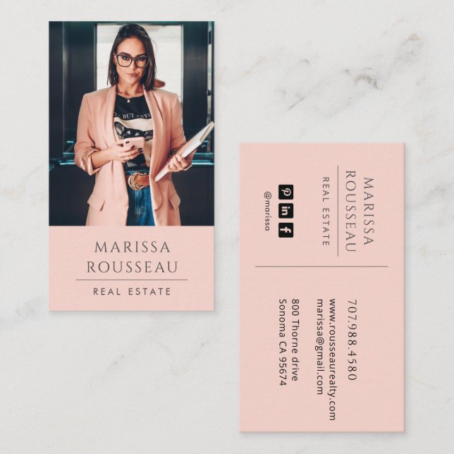 Carte De Visite Agent immobilier moderne Blush (Devant / Derrière)