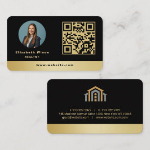 Carte De Visite Agent immobilier moderne en or pour la promotion d
