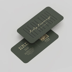 Carte De Visite Agent immobilier moderne Monogramme Realtor Green