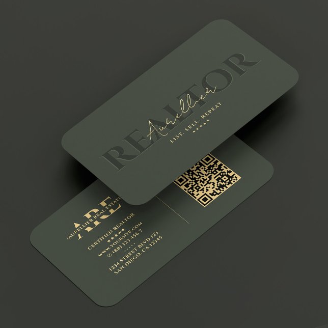 Carte De Visite Agent immobilier Monogram Green Modern (Realtor Real Estate Agent Monogram Green Modern Business Card
)