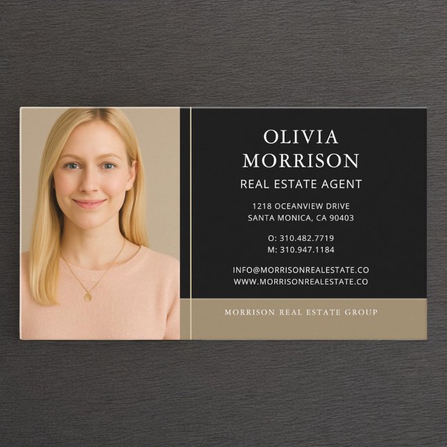 Carte De Visite Agent immobilier Photo Noir Or (Créateur téléchargé)