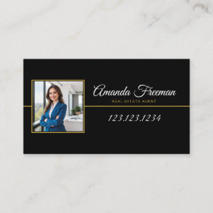 Carte De Visite Agent immobilier professionnel Black & Gold Photo