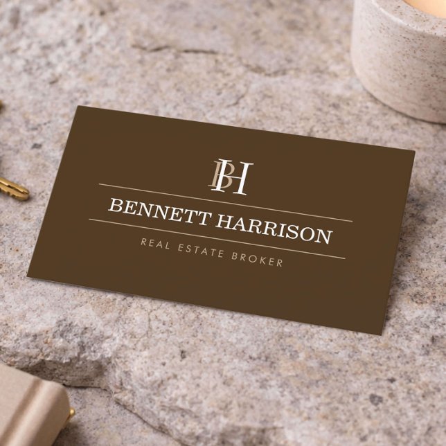 Carte De Visite Agent immobilier professionnel Monogram Realtor Br (Créateur téléchargé)
