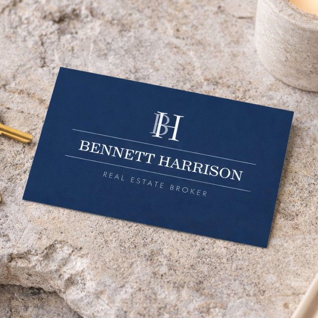 Carte De Visite Agent immobilier professionnel monogrammé Marine n (Créateur téléchargé)