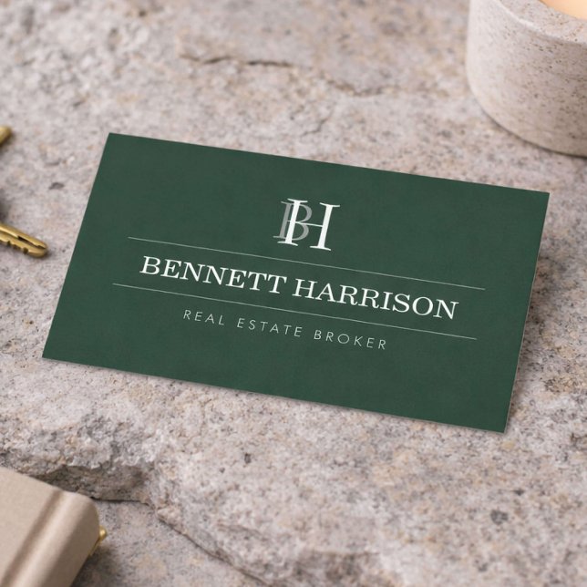 Carte De Visite Agent immobilier professionnel Monogramme Vert imm (Créateur téléchargé)