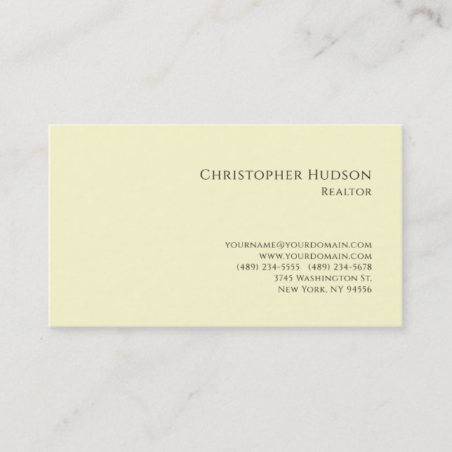 Carte De Visite Agent immobilier professionnel pastel uni  (Devant)
