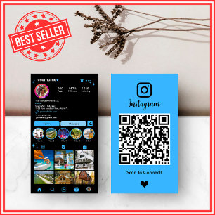 Carte De Visite Agent Immobilier Realtor Instagram Code QR Bleu Ca