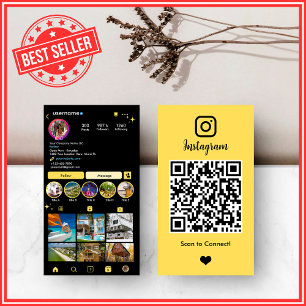 Carte De Visite Agent Immobilier Realtor Instagram Code QR Jaune C