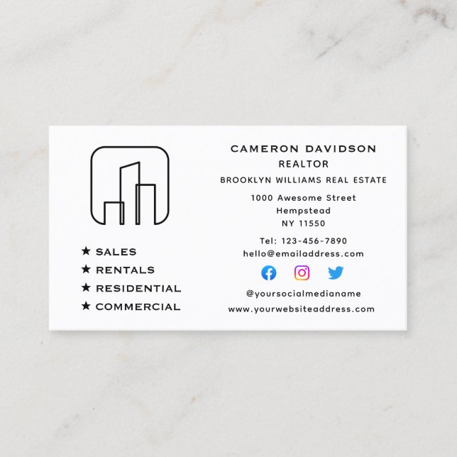 Carte De Visite Agent immobilier Realtor New Home Médias sociaux (Devant)