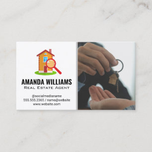 Carte De Visite Agent immobilier remettant les clés Logo Accueil