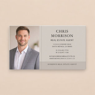 Carte De Visite Agent immobilier Taupe Neutre Photo Professionnel